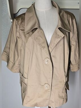 Lane Bryant Beige Short-Sleeve Trench Coat Jacket